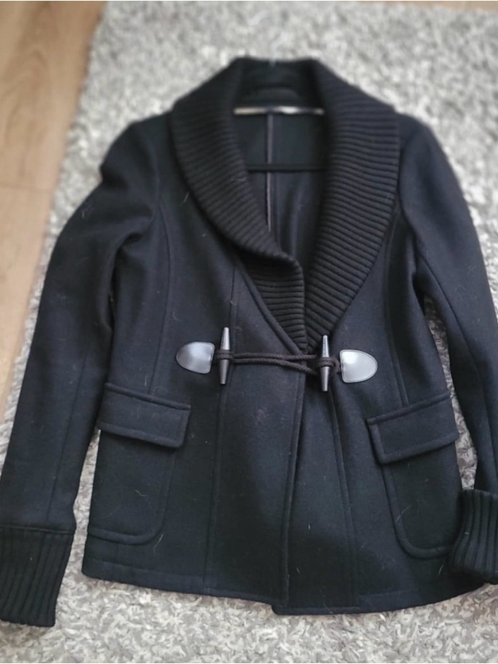 Burberry Black Toggle Blazer with Ribbed Shawl Collar - Picture 3 of 7